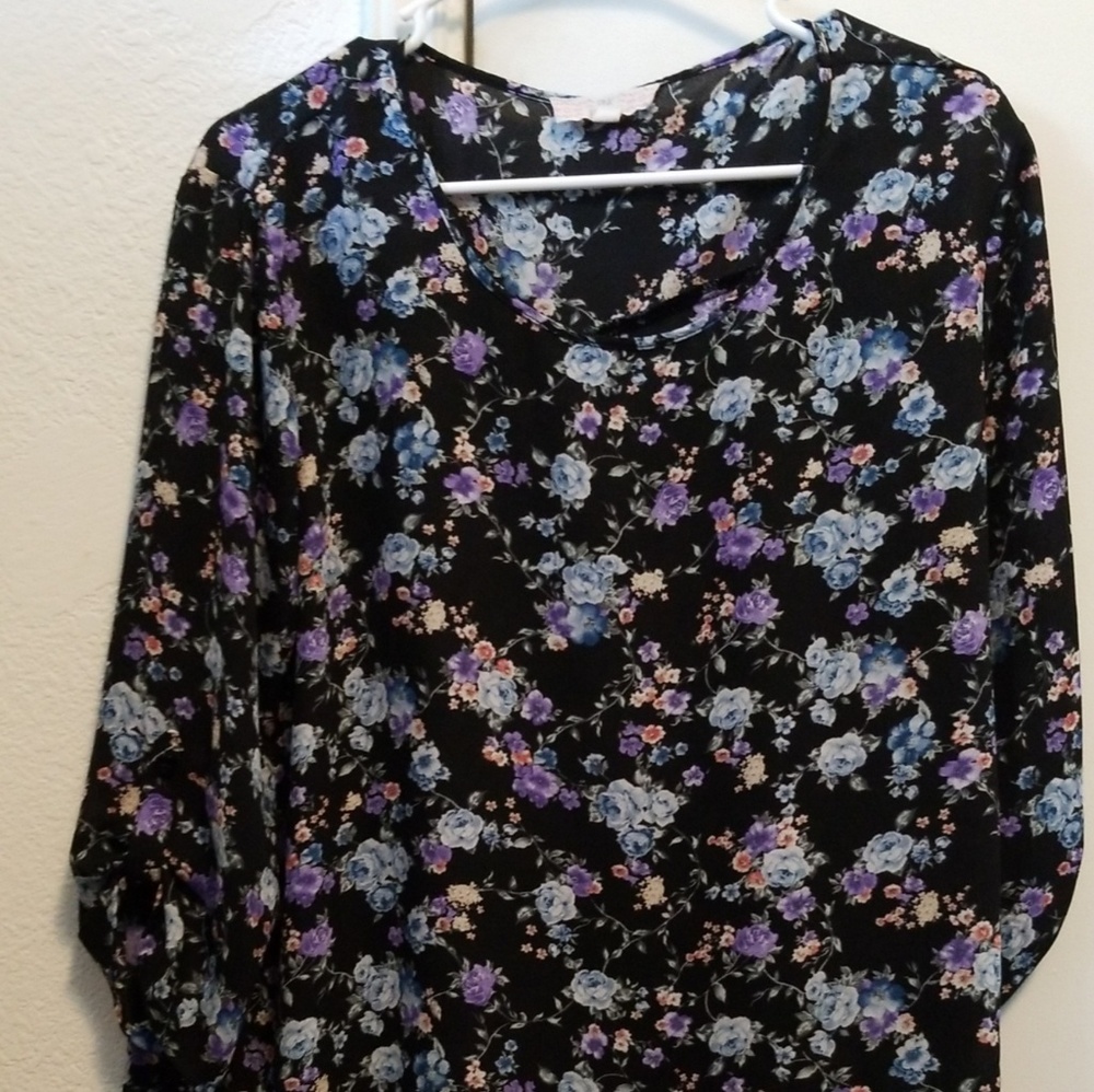 Floral, flowy, dressy blouse.